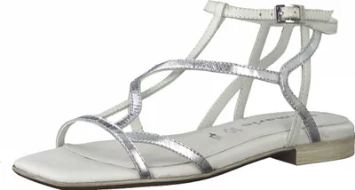 Produktbild von TAMARIS Damen Sandal Flat Art: 1-1-28127-28 in white/silver (weiß) - Größe:36