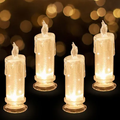 Obrázek produktu pro (18,4 * 6,4 cm, tenká blesková svatozář) 4 nehořlavé LED svíčky, blikající LED čajové svíčky, vnitřní a venkovní svíčky na ples, párty, svatbu, domů, na stůl, do ložnice, na terasu, k dekoraci