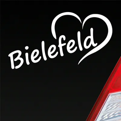 Produktbild von Auto Aufkleber Bielefeld Herz Stadt City Liebe Love Heart 16x8 cm Weiss Matt Sticker Heckscheibenaufkleber