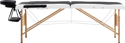 Productafbeelding van vidaXL Massagetafel, inklapbaar, 2 zones, met houten frame, zwart en wit
