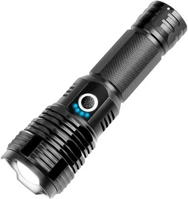 Image de Lampe torche LED - 20 000 lumens - Rechargeable - 5 modes d'éclairage - Étanche - Fonction zoom