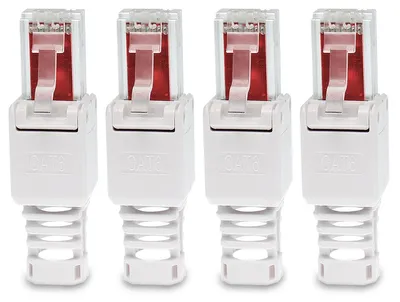 Produktbild von Netzwerkstecker Cat 6 RJ45 Stecker 4x Steckverbinder werkzeuglos Zugentlastung