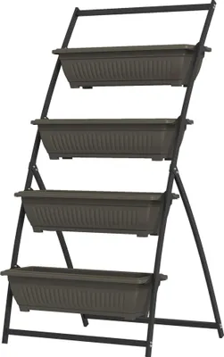 Produktbild von Pflanzentreppe Blumentreppe Pflanzenregal, stapelbar, wetterbeständig, 76 cm x 79 cm x 162 cm, Braun