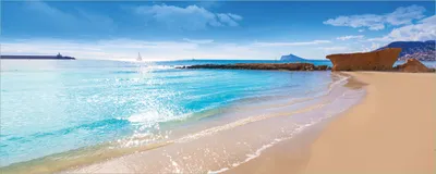 Produktbild von Wallario selbstklebendes Poster - Traumstrand unter blauem Himmel, Größe: 80 x 200 cm