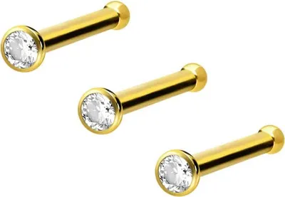 Produktbild von Nasenpiercing, Nasenstecker 3er Set Titan Nasenstecker Pin KRISTALL