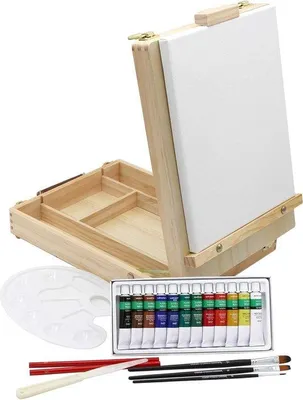 Produktbild von Malkasten Set 21-teilig Acrylmalerei Staffelei 24x30cm
