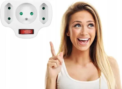 Image de Multiprise OR-AE-13191 - Blanche - avec interrupteur lumineux - 3 prises