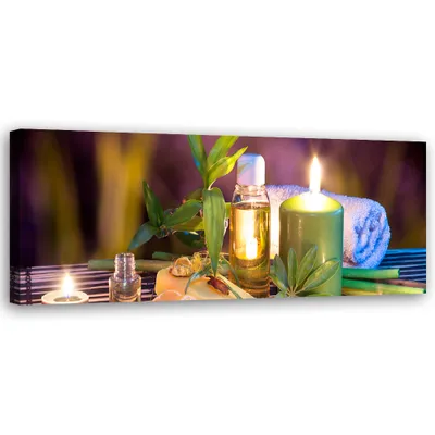 Produktbild von Leinwandbild Zen-Spa-Kerze 120x40 Feeby Violett bild für die wand bereit zum aufhängen