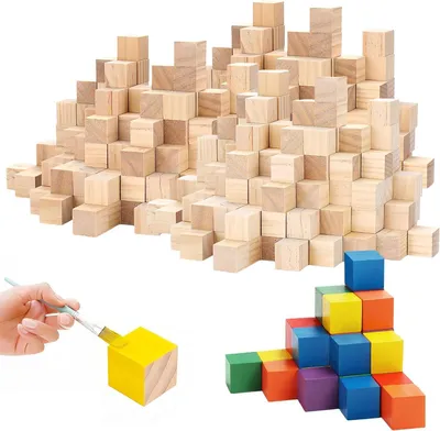 Imagen del producto de Bloques de madera, cubos pequeños de 10 mm, 400 unidades, sin tratar, para proyectos creativos