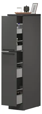 Produktbild von Küchen-Vorratsschrank Quintino, Mehrzweckschrank, Aufbewahrungsschrank mit 2 Schubladen, 100 % Italy, 30 x 60 x 165 cm, Anthrazit und Schiefer