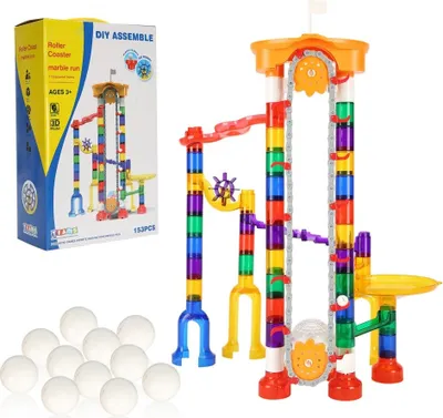 Immagine prodotto di set di biglie da 153 pezzi con ascensore motorizzato - Regalo educativo per bambini - Giocattolo educativo - Pista da corsa - Giocattolo da costruzione