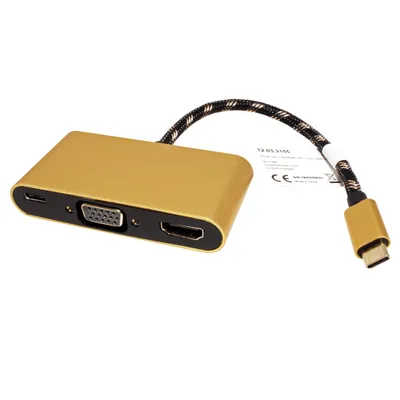 Obrázek produktu pro ROLINE 12.03.3155, USB 3.2 Gen 1 (3.1 Gen 1) Type-B, Černá, Zlato, Bílá, HDMI, USB 3.2 Gen 1 (3.1 Gen 1) Type-C, VGA, 0,1 m