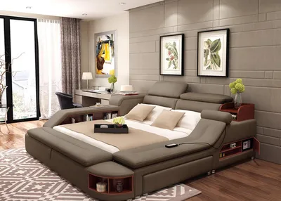 Image de Lit multifonctionnel Lits doubles Cadre de lit moderne Lits 180x200cm