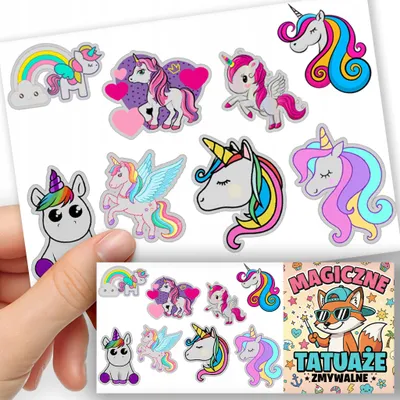 Zdjęcie produktu dla Tatuaże Zmywalne Dla Dzieci Tymczasowe Jednorożec Unicorn - 8 El