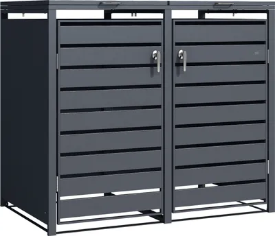 Immagine prodotto di AXI Lucas Copribidone Spazzatura in metallo Grigio - Copri Bidone Spazzatura 2 contenitore - Max. 240L - Copribidone Spazzatura Esterno con eccellente ventilazione