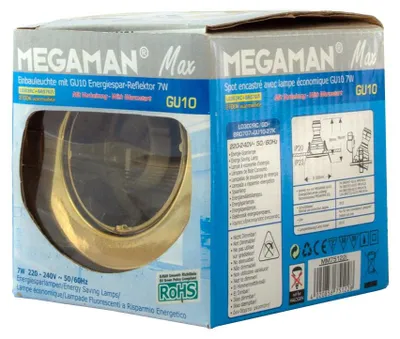 Productafbeelding van Megaman inbouwspot, goud, rond, diameter 10 cm, IP23, max. 11W, fitting GU10, exclusief lamp, kantelbaar