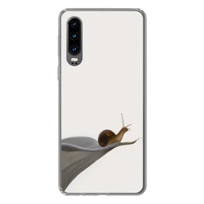 Produktbild von MuchoWow® Handyhülle Schutzhülle Hülle für Huawei P30 Schnecke - Lilie - Grau Silikon Softcase Handy Hülle - Kartenbesitzer