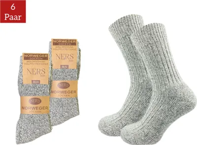 Produktbild von NERS Norweger Socken mit Wolle, (6-12 Paar) für Damen und Herren, extra Warm, Wintersocken mit weicher Frotteesohle, Schwarz, Grau, Anthrazit