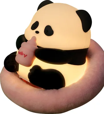 Produktbild von Sitzendes Panda Pat Light Niedliches Ornament Hochwertiges Schlafzimmer Umgebungslichtsensor Augenpflege Silikon Nachtlicht