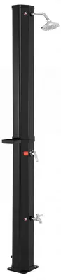Produktbild von COSTWAY Solardusche 60L mit Abdeckung, Gartendusche mit Ablage, Regenduschkopf & Wasserhahn, warmes Wasser max. 60°C, Pooldusche ohne Stromanschluss