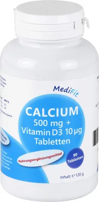 Image de MediFit Calcium 500 mg + Vitamine D3 10ug comprimés, 90 comprimés