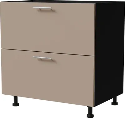 Produktbild von Schubladenunterschrank BRERRA 80cm HETTICH Vollauszug Farbe wählbar BR-D2A/80/1A,RAL 1016 graubeige Matt,schwarz