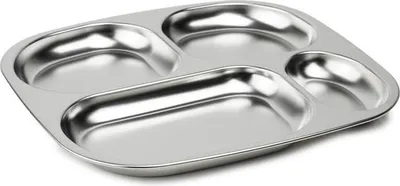 Zdjęcie produktu dla THERMOBABY Dzielony Talerz dla Dzieci, 4 Komory, Stal Nierdzewna, Bez BPA, 24.2 x 21.5 x 2 cm