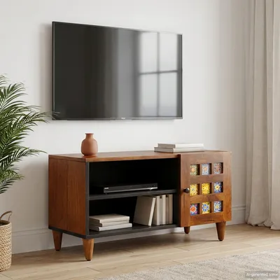 Immagine prodotto di vidaXL Mobile TV con ante Noce 80 x 33 x 46 cm Legno massello Mango