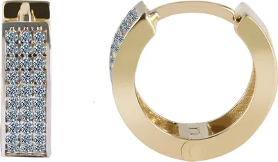 Produktbild von 375/- Gold "Leyla" Klapp-Creolen mit Zirkoniabesatz, 9 Karat, Gelbgold