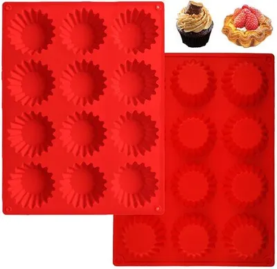 Obrázek produktu pro Sada Unyqoos®: 2 silikonové formy na muffiny – 24 jamky (12 v každé formě), vhodné pro styk s potravinami, s nepřilnavým povrchem, odolné vůči teplu, vhodné do trouby, mikrovlnné trouby a myčky