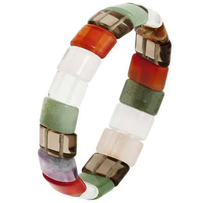 Produktbild von JOBO Armband Tigerauge Rauchquarz Carneol Bergkristal Aventurin Rosenquarz endlos