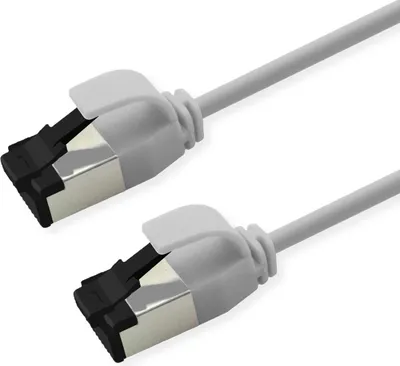 Produktbild von ROLINE S/FTP-(PiMF-) Patchkabel Cat.8 (Class I), Slim, LSOH, PoE, weiß, 0,3 m