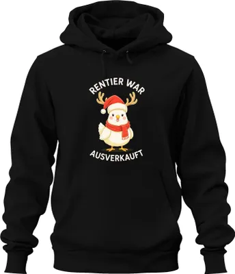 Produktbild von Rentier war t lustiges Küken Weihnachten Geschenk Uni Hoodie Kapuzenpullover, Schwarz, 3XL