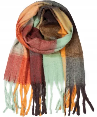 Produktbild von Agrafka Warmer Strickschal Karomuster mit Fransen