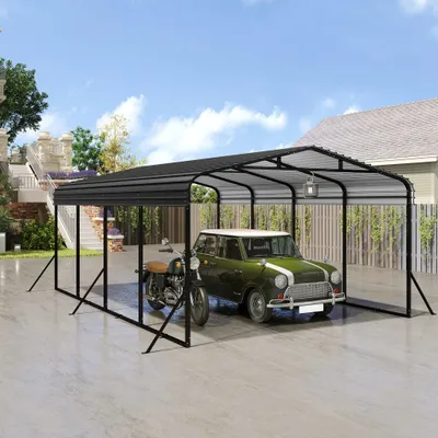Immagine prodotto di Copertura in metallo - Tettoia - Garage - Tettoia per auto - Rifugio per veicoli - 6x3,7 metri - Tetto zincato