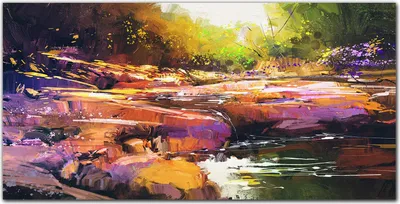 Produktbild von Coloray Bild aus Glas 140x70 wanddekoration wohnzimmer glasblock mit bild gehärtetes Glas Dekoration Küche - River Forest Natur