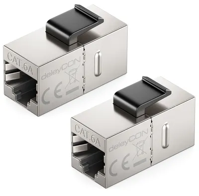 Produktbild von deleyCON CAT6A RJ45 Verbinder Keystone Kupplung 10 Gbit/s, 2 Stück