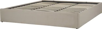 Zdjęcie produktu dla BELIANI Łóżko z pojemnikiem jasnobrązowe tapicerowane 180 x 200 cm dwuosobowe z podnoszonym stelażem bez zagłówka