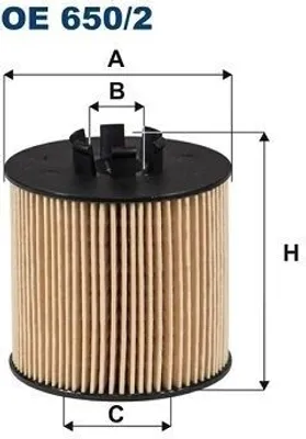 Produktbild von FILTRON Ölfilter Filtereinsatz, Höhe 71mm, Außendurchmesser 65,5mm, Innendurchmesser 28/33mm