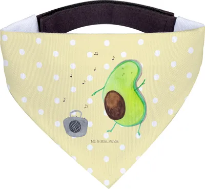 Produktbild von Mr. & Mrs. Panda Dreieckstuch Avocado Tanzen - Gelb Pastell - Geschenk, Feier, Tuch für Hunde, Halstuch, Singen, Hund, Party, Musik, Bandana