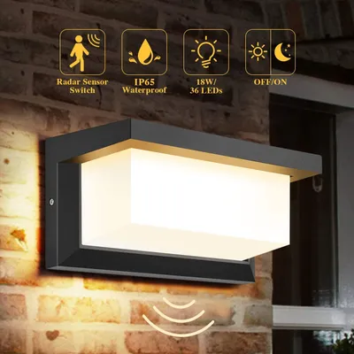 Produktbild von LED Außenleuchte Wandleuchte mit Bewegungsmelder 18W Anthrazit Sensor Außenlampe IP65 Gartenleuchte, Warmweiß