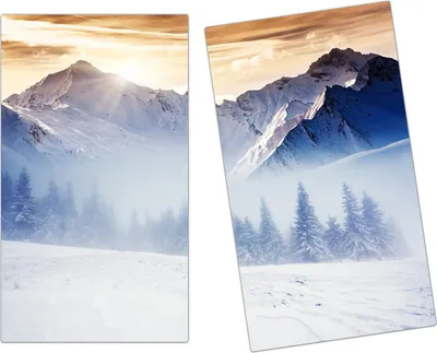 Produktbild von Spritzschutz Herdabdeckplatte Schneidebrett aus Glas Düstere Winterlandschaft 2-Teilig (60x52cm)