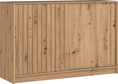 Obrázok produktu pre Komoda BETTSO Príborník s posuvnými dverami Skriňa s lamelami Skriňa 150x94x45cm-LAY Wotan s lamelami