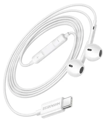 Produktbild von Mayaxess, USB-C In-Ear Kopfhörer mit Mikro für Galaxy S25 Ultra, Weiß