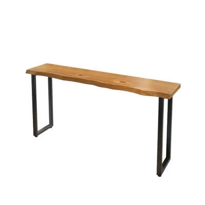 Produktbild von Gastronomiemöbel, Massivholztisch, Bartisch, Esstisch, Hochtisch, unregelmäßige Platte, für Restaurant, Bar, Café 120×60×105 cm /SMJBZ60-120/