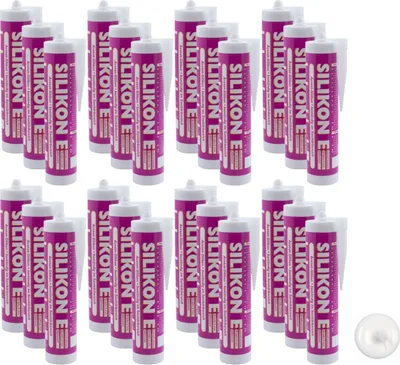 Produktbild von ARLI SET: 24x Silikon 310ml weiß Universal Sanitär Bad Dusche Küche Fuge Fenster innen außen - 24 Kartuschen