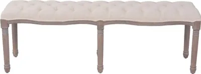 Immagine prodotto di Panca in legno massiccio di lino 150 x 40 x 48 cm bianco crema