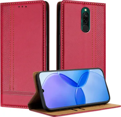 Obrázek produktu pro Pouzdro pro Xiaomi Redmi 8 /Redmi 8A kožené flipové pouzdro s funkcí stojánku červené