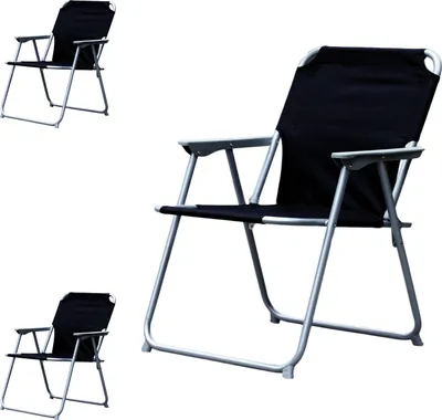 Image de 3 pièces chaise de camping tissu Oxfort métal noir
