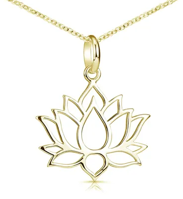 Produktbild von MATERIA Lotusblüte Schmuck Anhänger gold aus 925 Sterling-Silber vergoldet wahlweise mit Kette KA-69-Gold